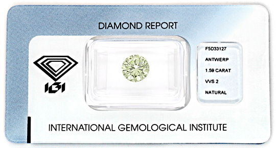 Foto 1 - Diamant 1,59ct Olive Hellgrün Brillant VVS2 IGI Diamond, D5088