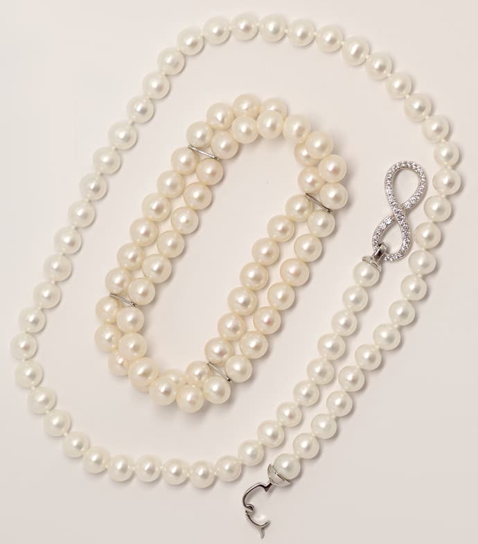 Foto 3 - Perlen Collier dekorativer Silber Verschluss und Armband, Q1275