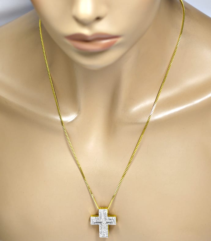 Foto 3 - Kreuzanhänger mit 69 Diamanten Goldkette 14K, R1277