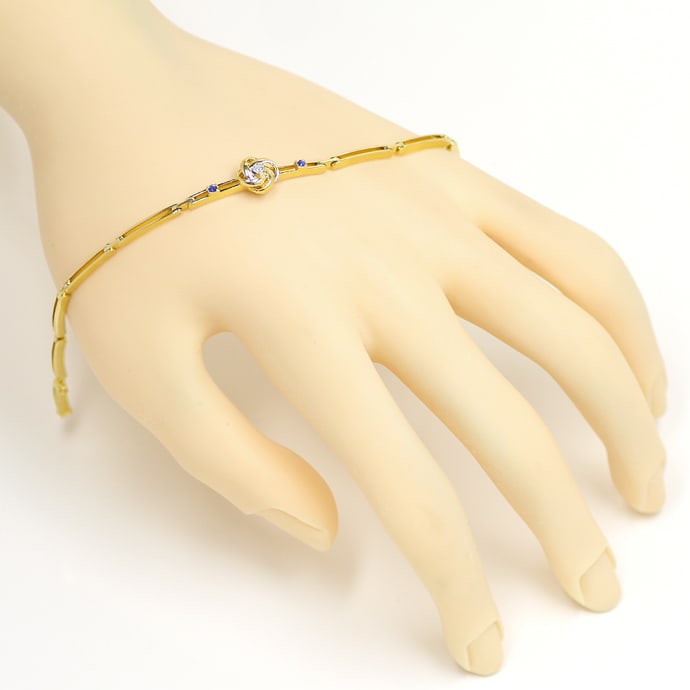 Foto 4 - Antikes Gelbgold-Platin Armband mit Diamant und Safiren, S2013