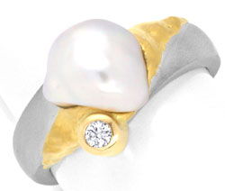 Foto 1 - Platin-Gold-Brillant-Ring, Keshi Zuchtperle, S3795